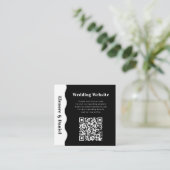 QR Code Modern Zwart Wit Side Wave Foto Huwelijk Informatiekaartje (Staand voorkant)