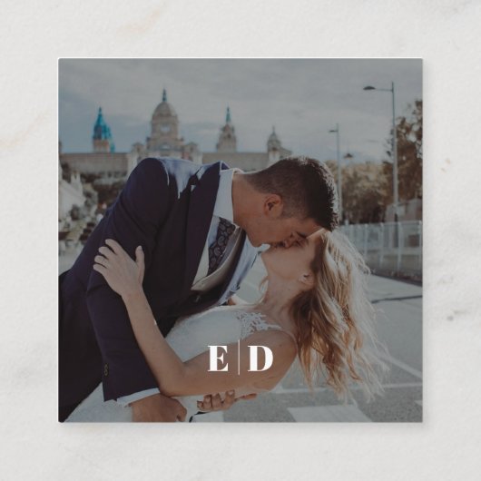 QR Code Modern Zwart Wit Side Wave Foto Huwelijk Informatiekaartje (Achterkant)