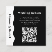 QR Code Modern Zwart Wit Side Wave Foto Huwelijk Informatiekaartje (Voorkant)