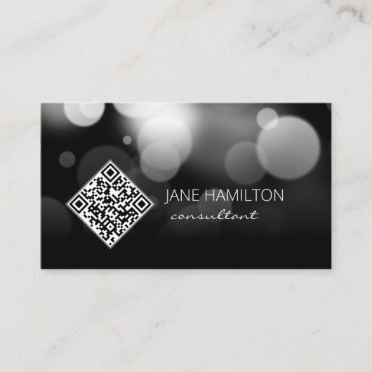 QR-code Modern zwarte profielkaart Visitekaartje (Voorkant)