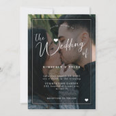 QR CODE moderne 2 fotobekleding zwarte bruiloft Kaart (Voorkant)