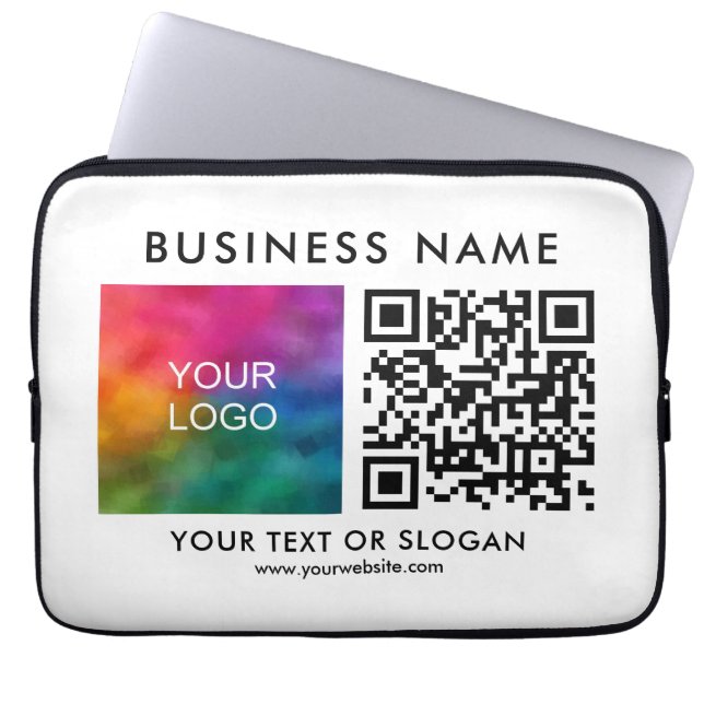 QR Code Moderne Aangepaste Sjabloon Zakelijke Logo Laptop Sleeve (Voorkant)