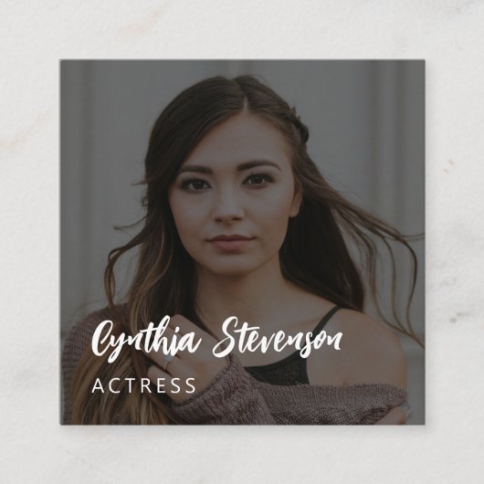 QR CODE moderne actrice professionele foto Vierkante Visitekaartje (Voorkant)