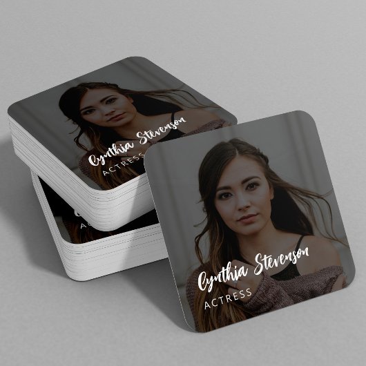 QR CODE moderne actrice professionele foto Vierkante Visitekaartje