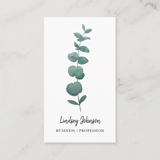 QR Code Moderne beroepsbevolking Eucalyptus Visitekaartje (Voorkant)