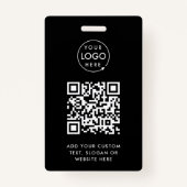 QR-code | Moderne Black Business Logo Event Badge (Voorkant)