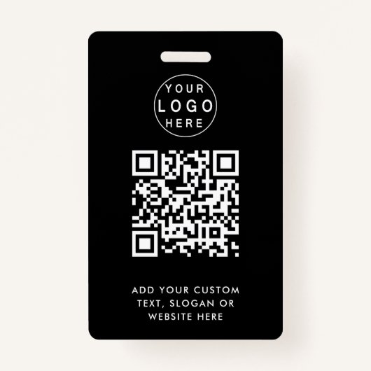 QR-code | Moderne Black Business Logo Event Badge (Voorkant)