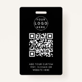 QR-code | Moderne Black Business Logo Event Badge (Achterkant)