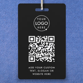 QR-code | Moderne Black Business Logo Event Badge
