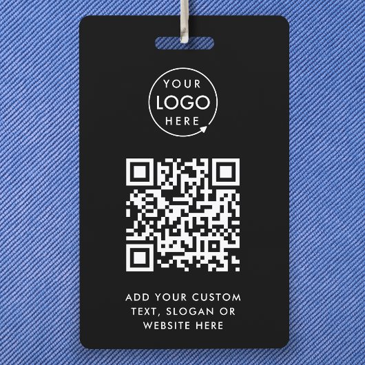 QR-code | Moderne Black Business Logo Event Badge
