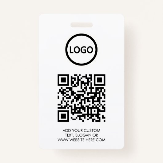 QR-code | Moderne Black Business Logo Event Badge (Voorkant)