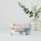 qr - code moderne blauwe goudmake - up en spijkers visitekaartje (Staand voorkant)