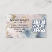 qr - code moderne blauwe goudmake - up en spijkers visitekaartje (Achterkant)