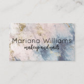 qr - code moderne blauwe goudmake - up en spijkers visitekaartje (Voorkant)