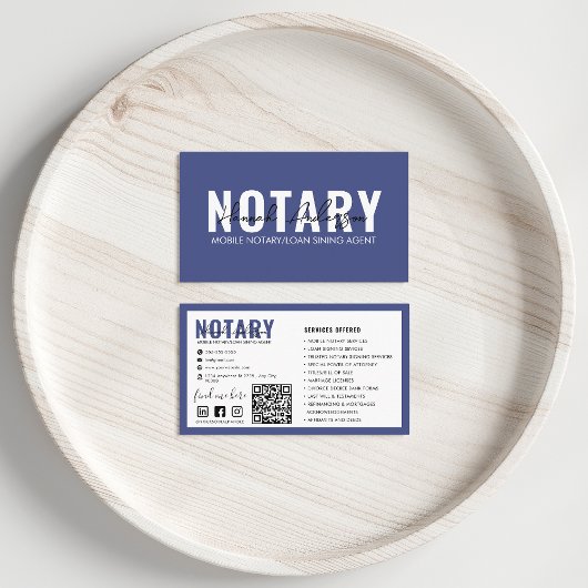 QR-code | Moderne blauwe mobiele notaris Visitekaartje
