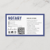 QR-code | Moderne blauwe mobiele notaris Visitekaartje (Achterkant)