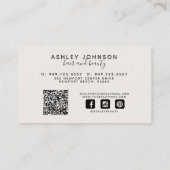 QR Code Moderne Botanische Blush en Zwart Visitekaartje (Achterkant)