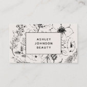 QR Code Moderne Botanische Blush en Zwart Visitekaartje (Voorkant)