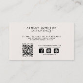 QR Code Moderne Botanische Blush Zwart Social Medi Visitekaartje (Achterkant)