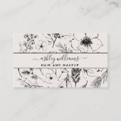 QR Code Moderne Botanische Blush Zwart Social Medi Visitekaartje (Voorkant)