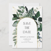 QR-code, moderne botanische tuin bruiloft Save The Date (Voorkant)