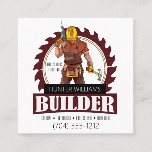 QR Code Moderne Bouwer Professional Vierkante Visitekaartje (Voorkant)