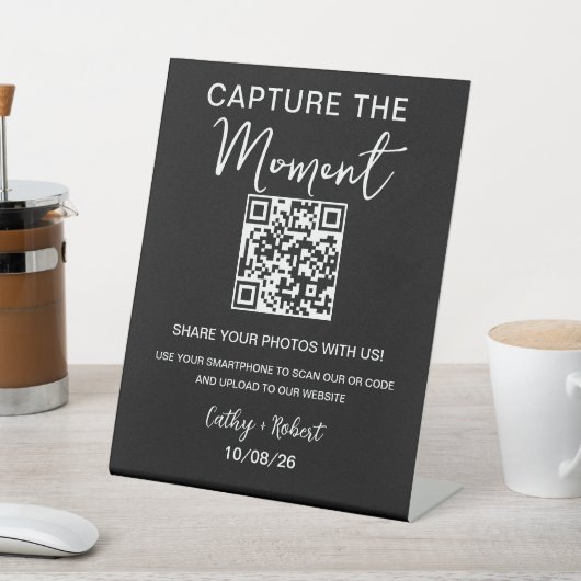 QR-code Moderne Bruiloft Leg de liefde vast Reclamebord Met Voetstuk (Insitu)