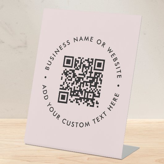 QR-code | Moderne Business Blush Pink Professional Reclamebord Met Voetstuk