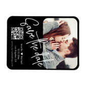 qr-code moderne chic huwelijksfoto save the date  magneet (Horizontaal)