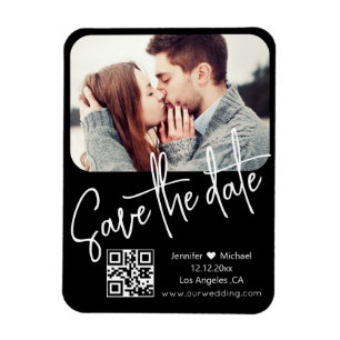 qr-code moderne chic huwelijksfoto save the date  magneet