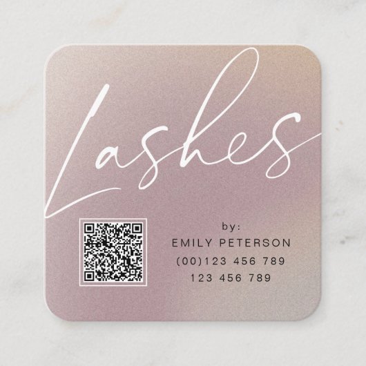QR-code moderne chic lashextensie   Vierkante Visitekaartje (Voorkant)