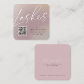 QR-code moderne chic lashextensie   Vierkante Visitekaartje (Voorkant / Achterkant)