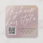 QR-code moderne chic make-up en haarstijl  Vierkante Visitekaartje (Voorkant)