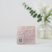 QR-code moderne chic make-up en haarstijl  Vierkante Visitekaartje (Staand voorkant)