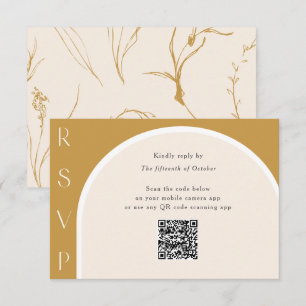QR-code Moderne eenvoudige aardesteen bruiloft RSV RSVP Kaartje