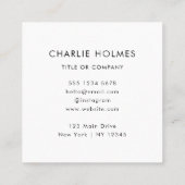 QR-code | Moderne, eenvoudige, eenvoudige, witte p Vierkante Visitekaartje (Achterkant)