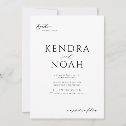 QR code moderne eenvoudige zwart-wit bruiloft Kaart (Voorkant)