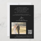 QR CODE moderne elegante script foto zwart bruilof Bedankkaart (Achterkant)
