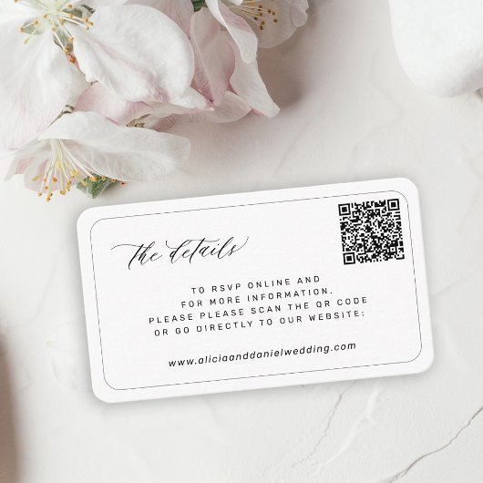 QR CODE moderne elegante trouwwebsite details Informatiekaartje