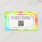 QR Code Moderne Elegante Waterverf Yoga-instructeu Visitekaartje (Achterkant)