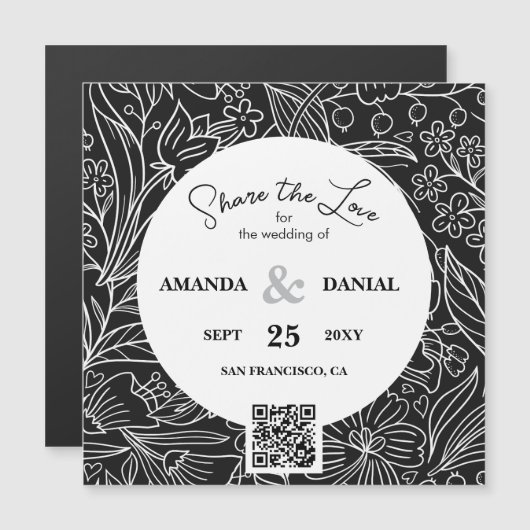 QR Code Moderne Floral Calligraphy Wedding Website (Voorkant / Achterkant)