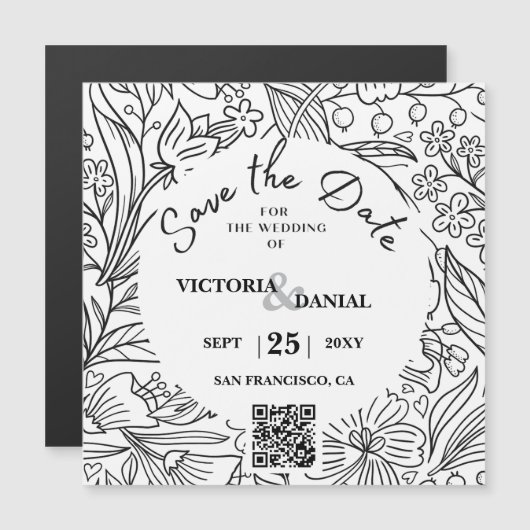 QR Code Moderne Floral Calligraphy Wedding Website (Voorkant / Achterkant)