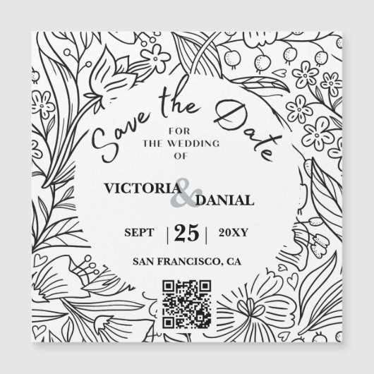 QR Code Moderne Floral Calligraphy Wedding Website (Voorkant)