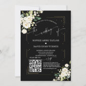 QR Code Moderne Floral Fotokalligrafie Weduwschap Kaart (Voorkant)