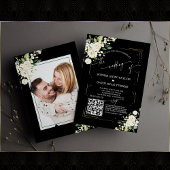 QR Code Moderne Floral Fotokalligrafie Weduwschap Kaart