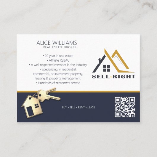 QR Code Moderne Foto Professionele Realtor Makelaa Visitekaartje (Achterkant)