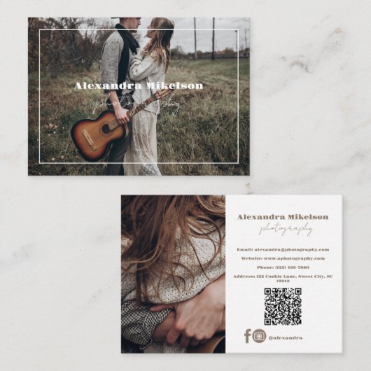QR Code Moderne fotograaf Visitekaartje (Voorkant / Achterkant)