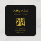 QR Code moderne gouden stippen youtouber Vierkante Visitekaartje (Achterkant)