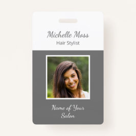 QR code Moderne Haar Stylist Grijs Wit Badge