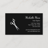 QR code Moderne Haar Stylist Schaar Zwart Visitekaartje (Voorkant)